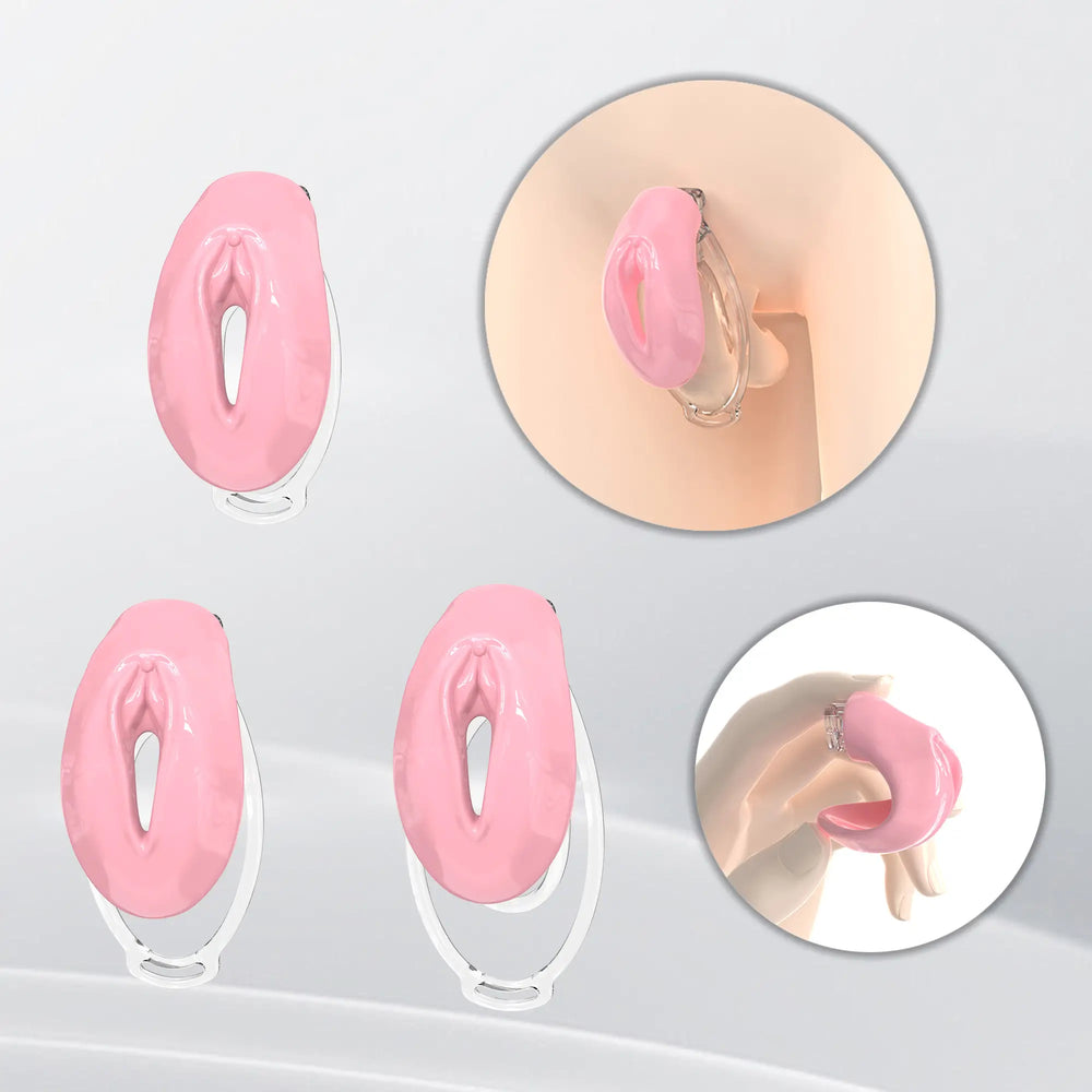 Pink FuFu Y2 cover with three clear retaining clips and fitting illustrations
