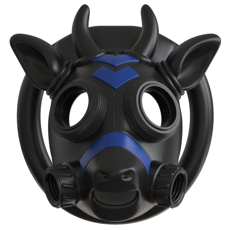 Gas mask bull ABS chastity cage in black and blue