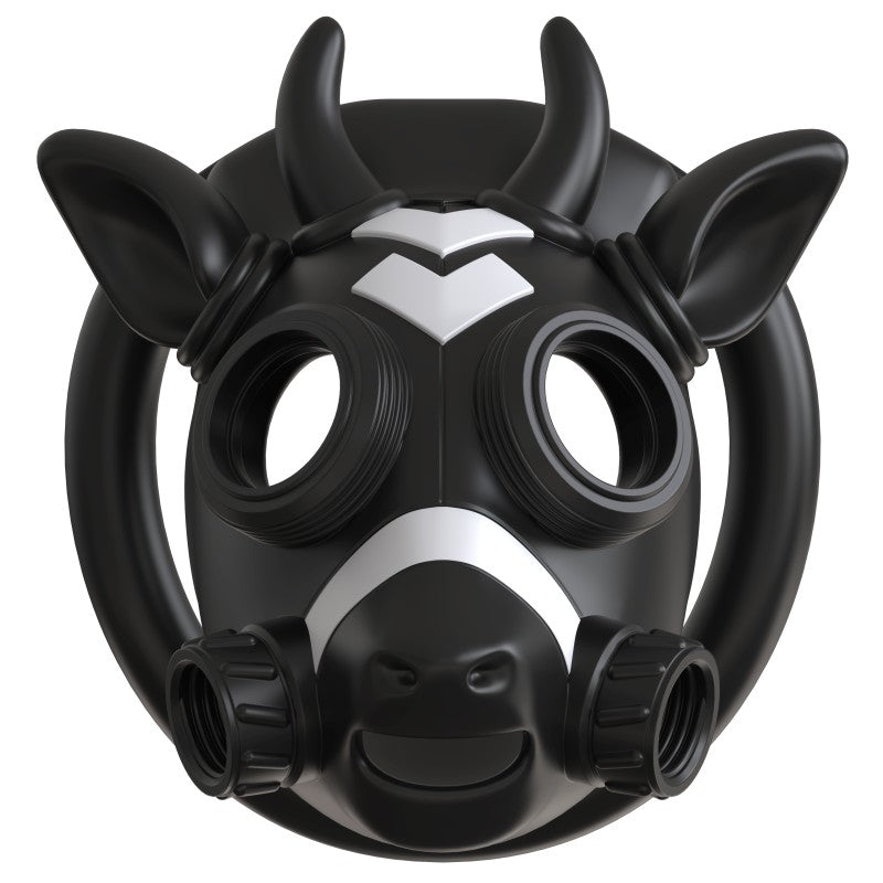 Gas mask bull ABS chastity cage in black and white