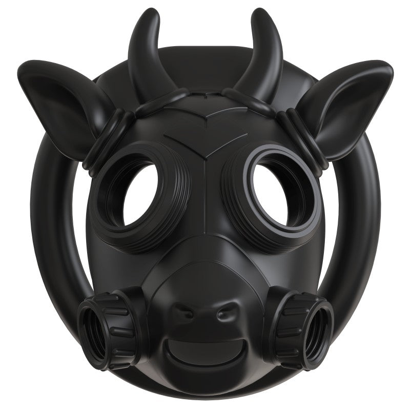 Full black gas mask bull ABS chastity cage