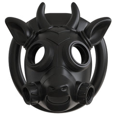 Full black gas mask bull ABS chastity cage