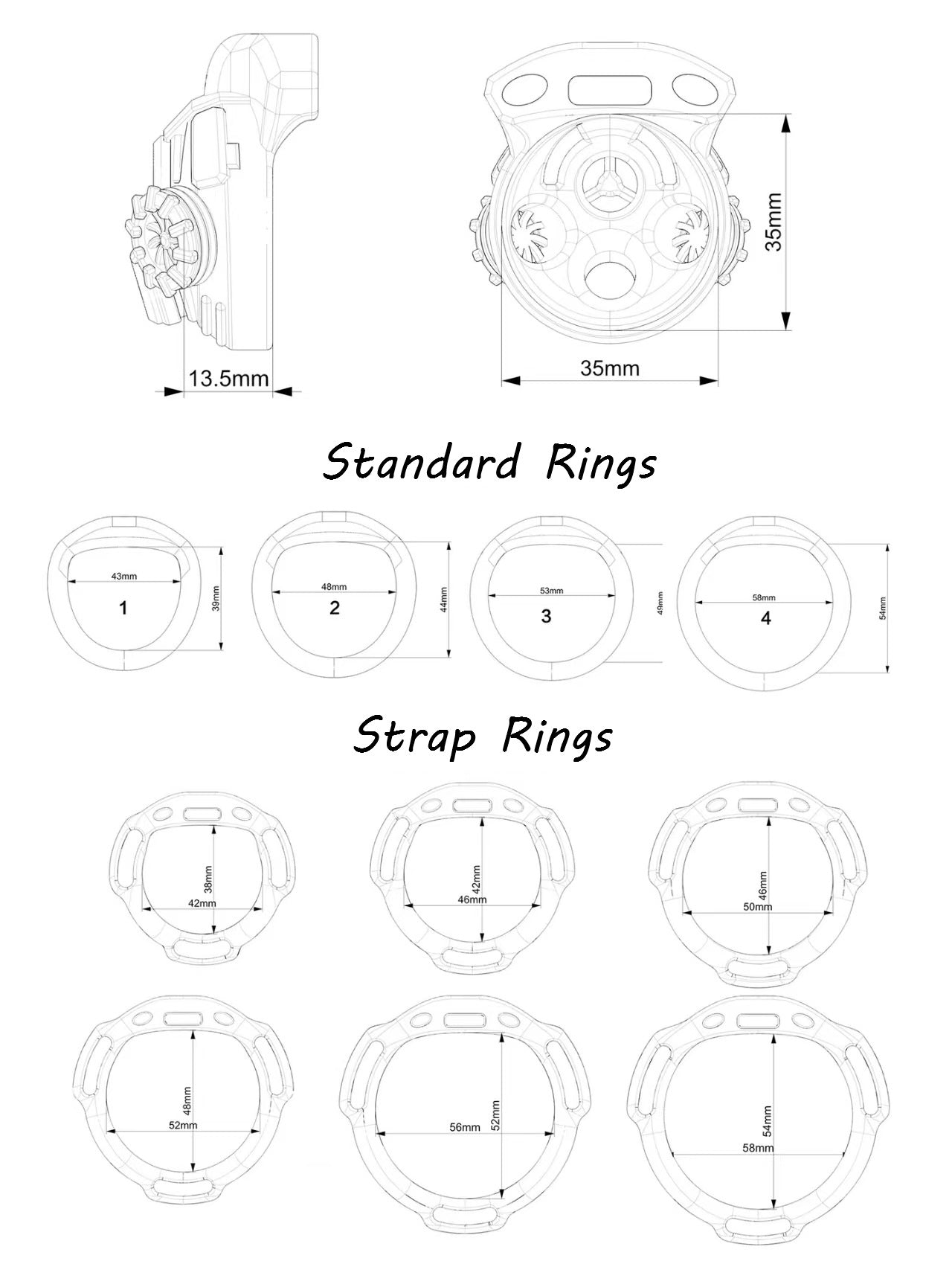 3D Gas Mask ABS Chastity Cage with Standard or Strap Rings