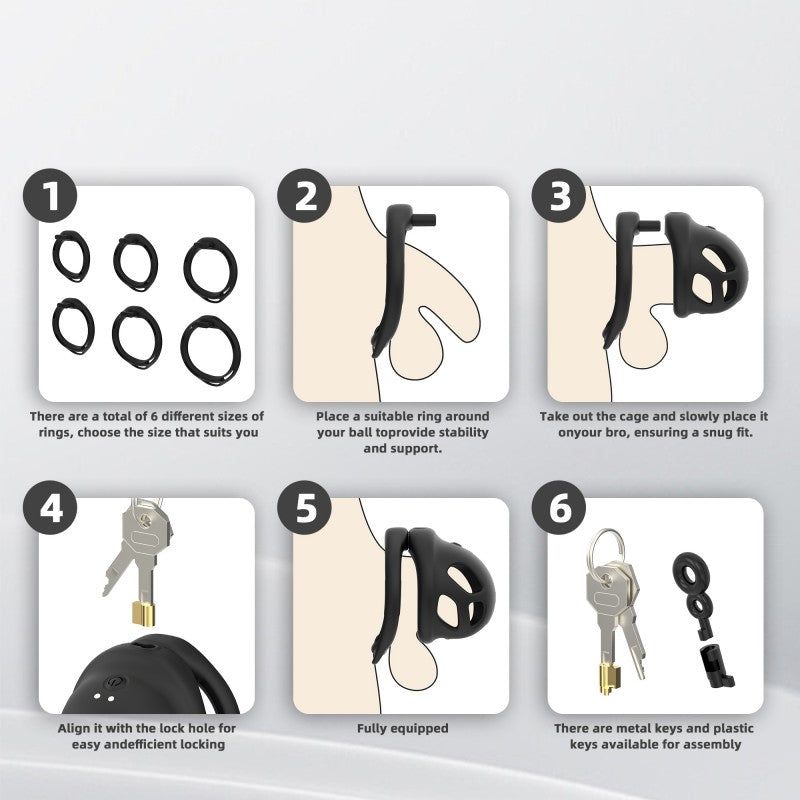 Installation guide for the GD001 electric silicone chastity cage