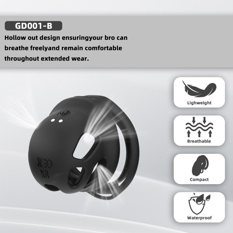 Ventilated rounded design of the GD001 silicone chastity cage