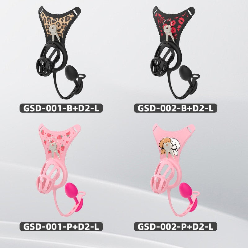 GSD D2 modular chastity cage harness pattern and color options