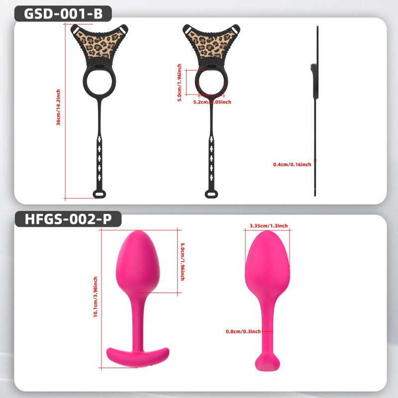 GSD chastity harness and optional vibrating plug dimension chart