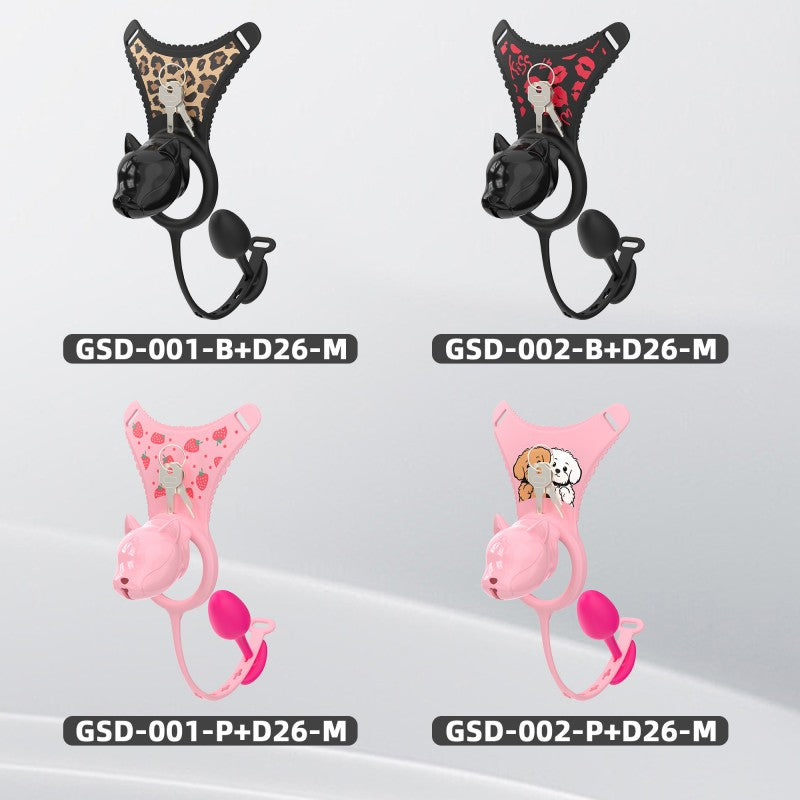 Black and pink GSD puppy cage sets with four underwear styles