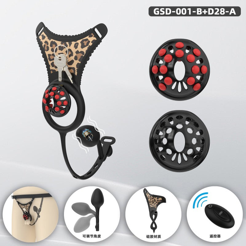 GSD silicone chastity thong sets in leopard, Kiss, Strawberry and Puppy styles