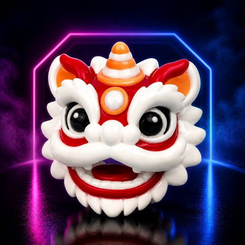 lion guardian cage on neon background