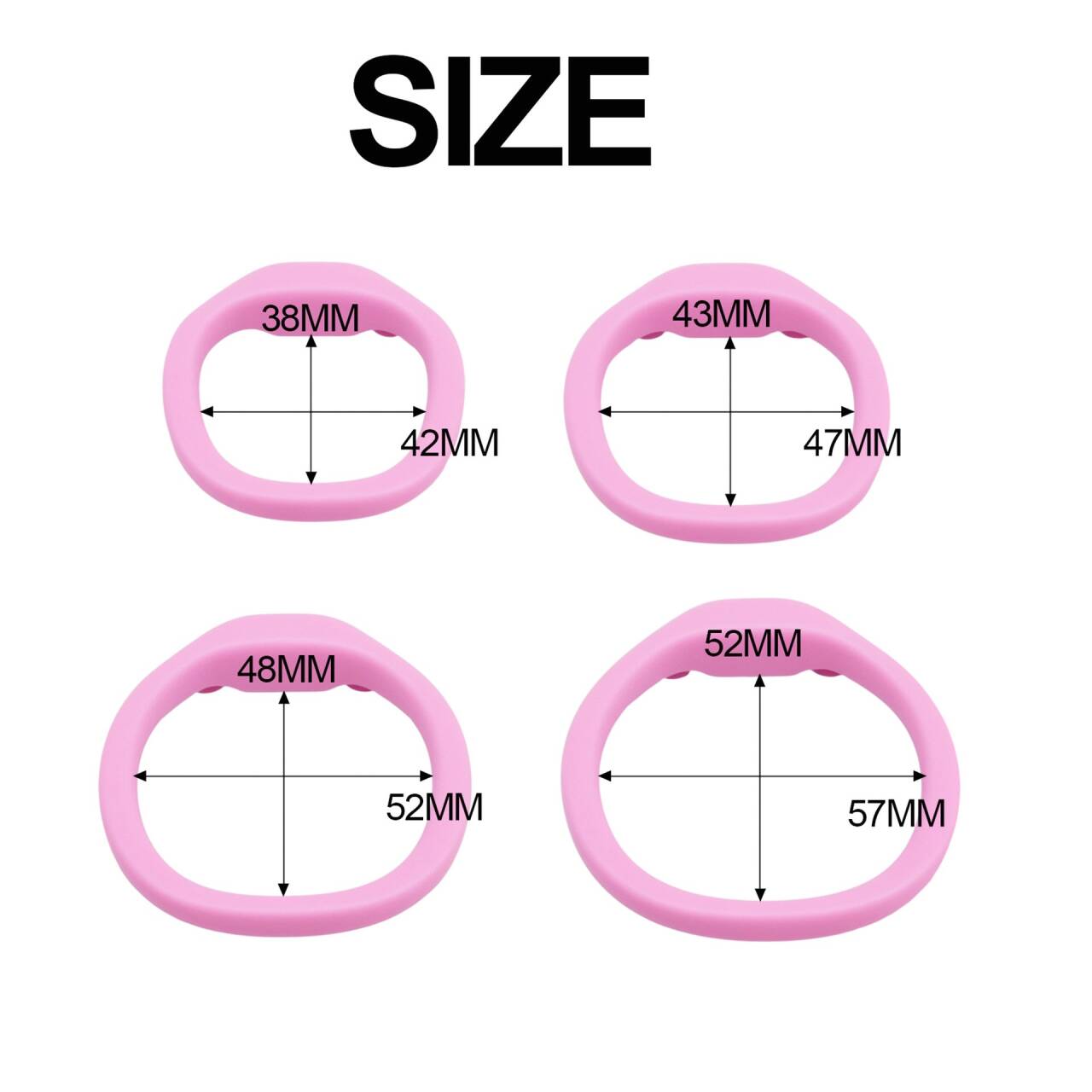 Pink base rings in 42 47 52 and 57 mm sizes