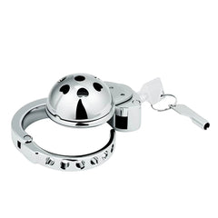 Heart-pattern dome metal chastity cage ZC-195 with integrated lock and keys