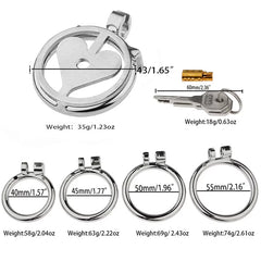 Heart-shaped flat chastity cage with base-ring size options