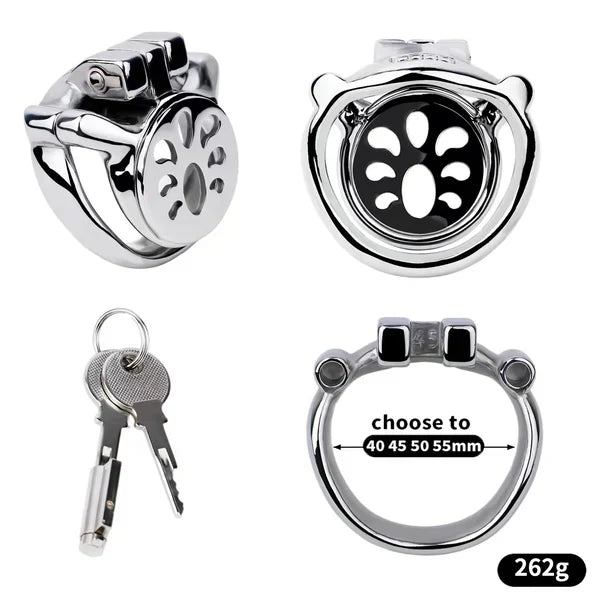 Heavy-duty flat cage, base ring, lock, keys and listed 262 g weight
