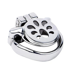 Low-angle view of the heavy-duty flat chastity cage
