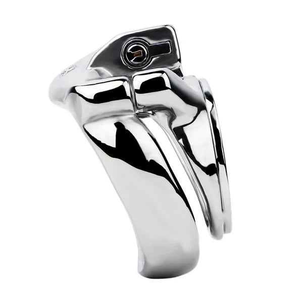 Side profile of the heavy-duty flat chastity cage
