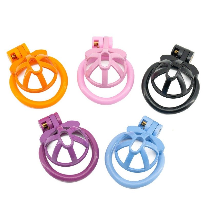 Hollow resin glans chastity cages in five colors