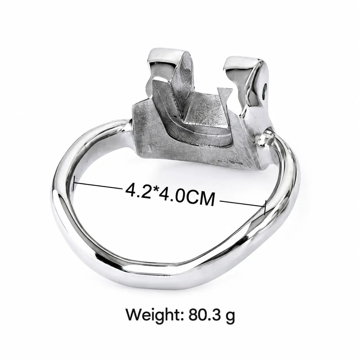 Holy Trainer V1 stainless steel base ring with a 42 x 40 mm internal opening and an 80.3 g weight label
