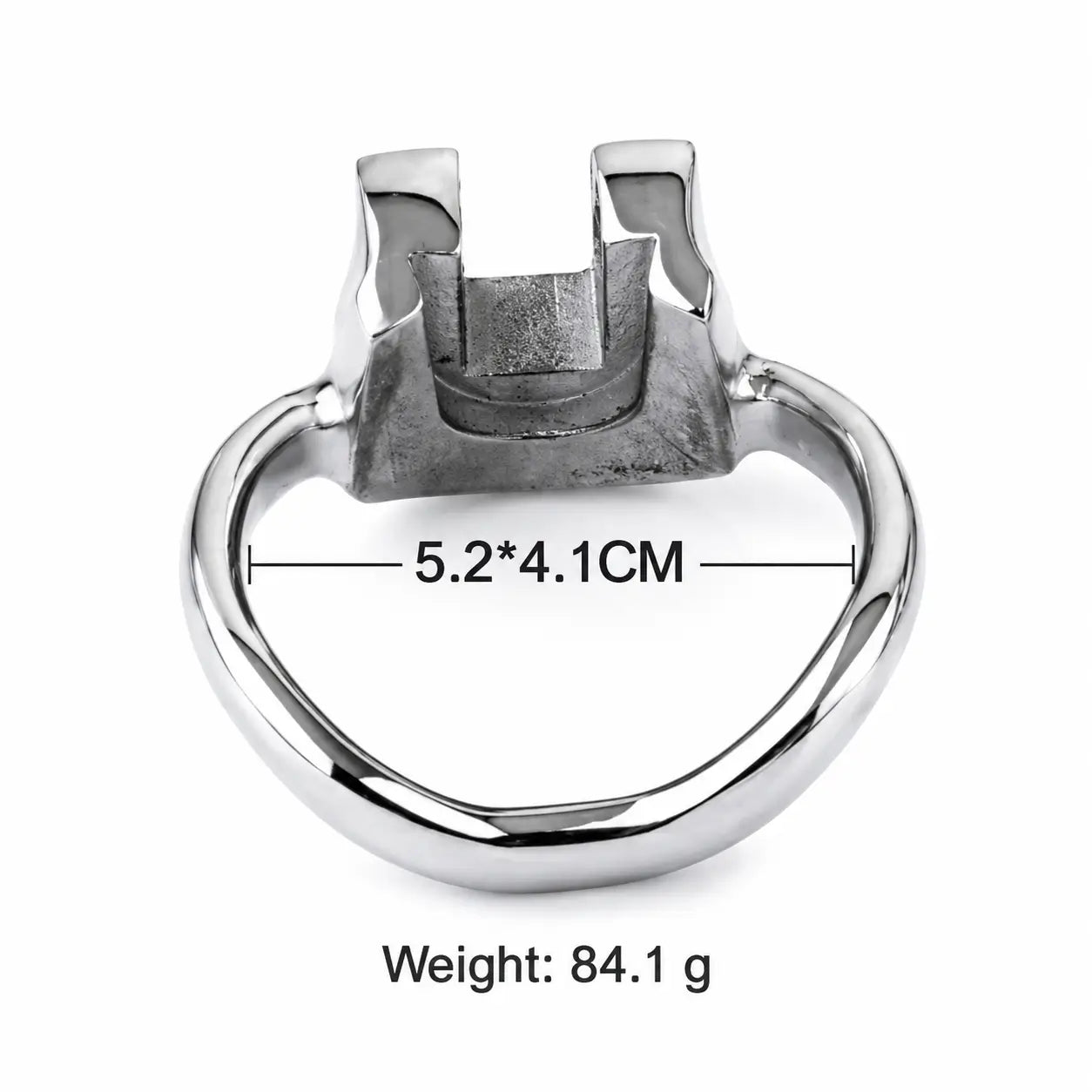 Holy Trainer V1 stainless steel base ring with a 52 x 41 mm internal opening and an 84.1 g weight label
