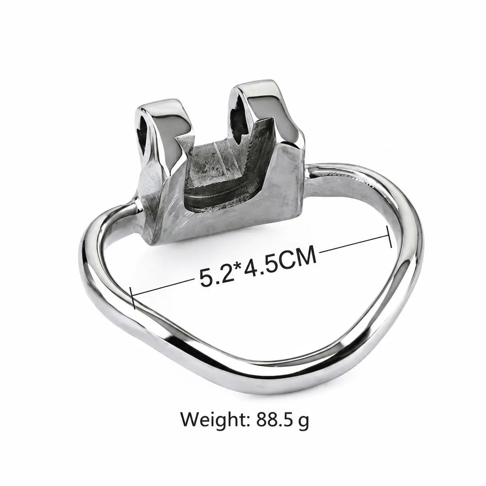 Holy Trainer V1 stainless steel base ring with a 52 x 45 mm internal opening and an 88.5 g weight label
