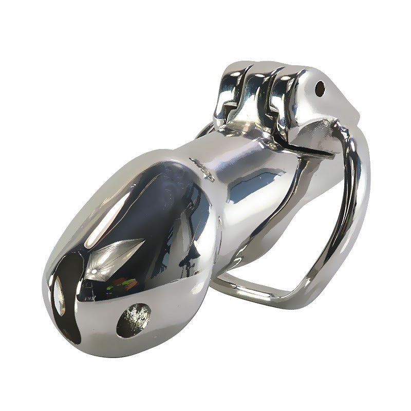 Holy Trainer V1 polished enclosed cage with an elongated front opening and a round ventilation hole
