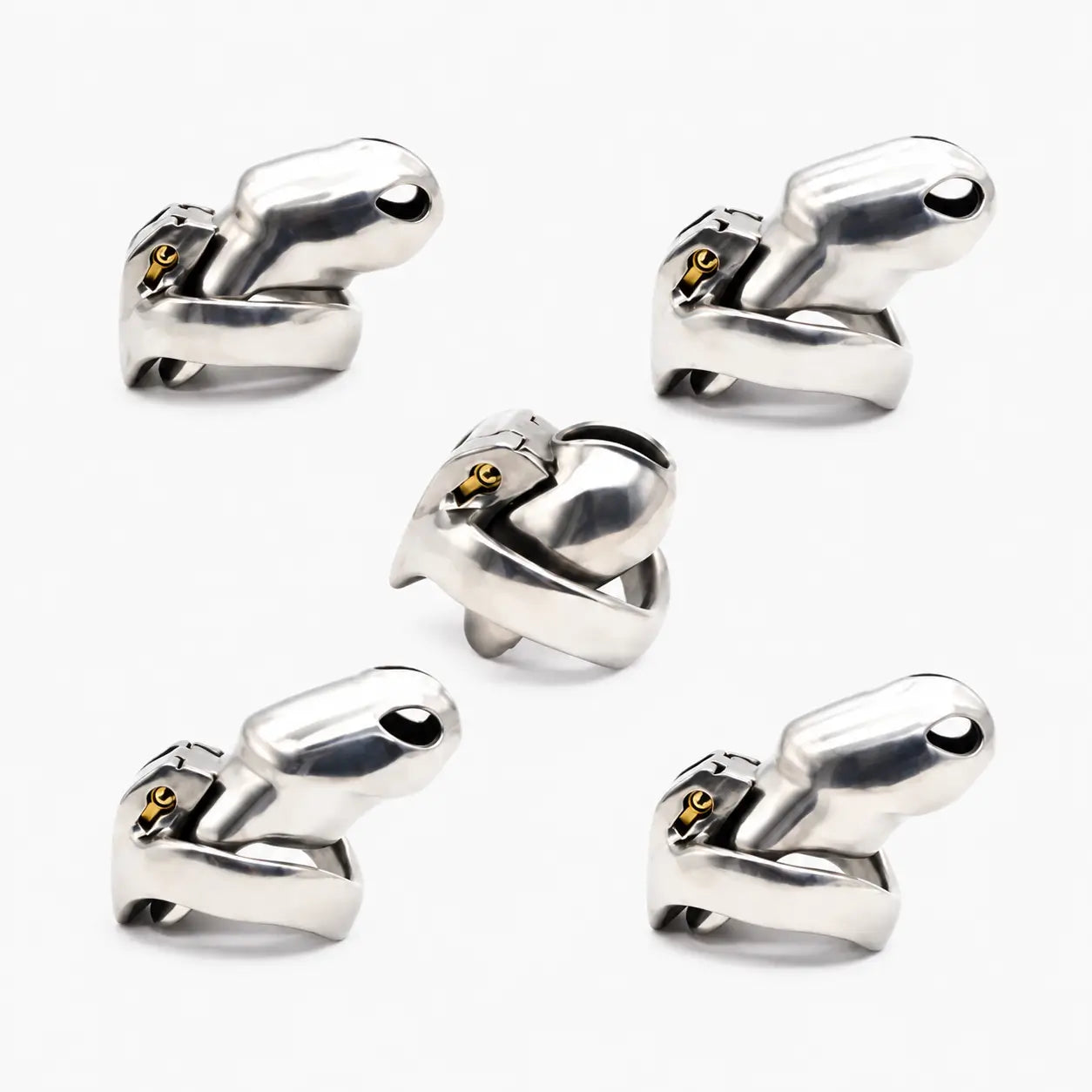 Five Holy Trainer V2 stainless steel chastity cage sizes