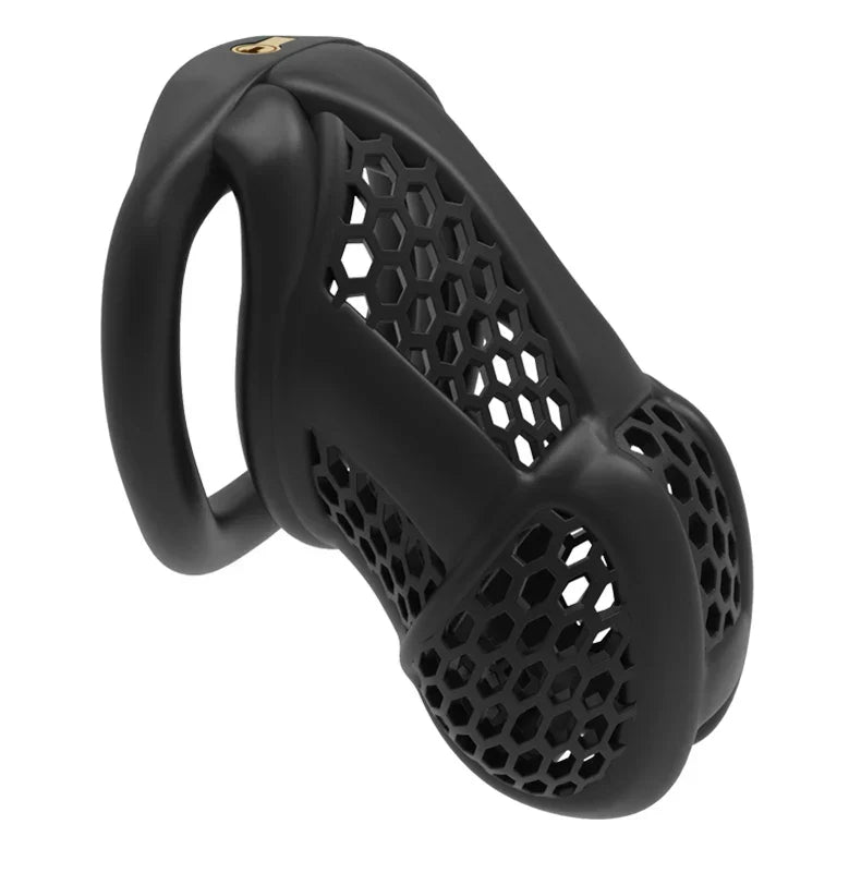 Black honeycomb cage with a long body and integrated lock
