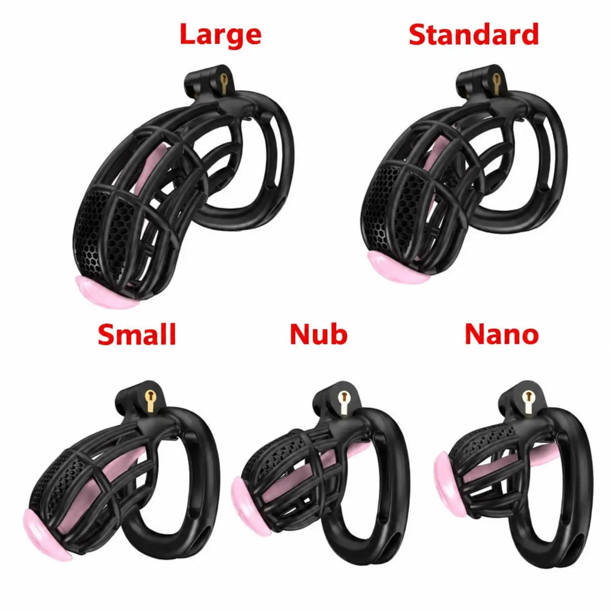 Black honeycomb resin cage in Large, Standard, Small, Nub and Nano lengths
