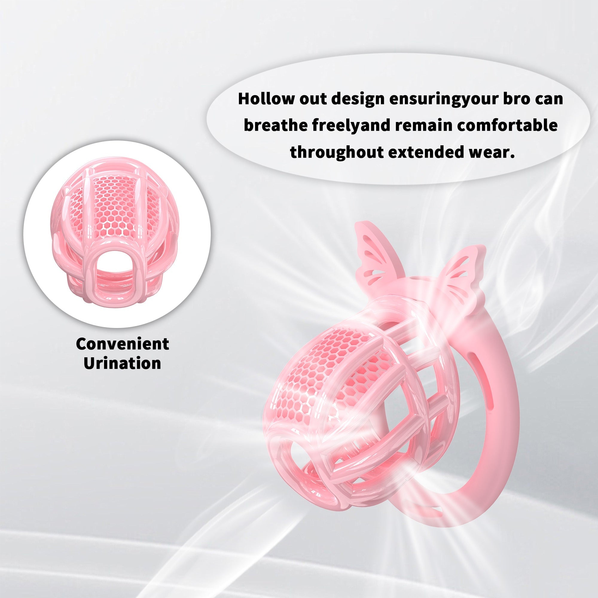 Invisible Honeycomb Chastity Cage With 4 Silicone Rings