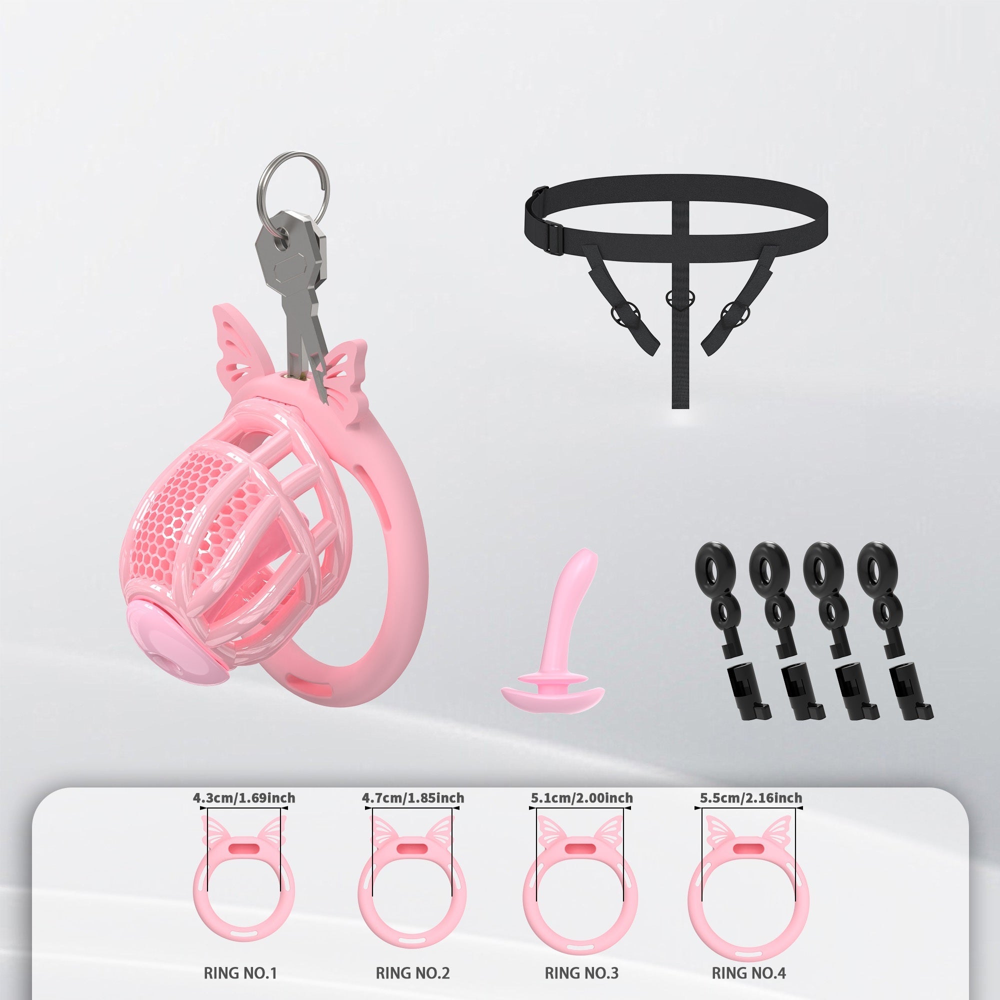 Invisible Honeycomb Chastity Cage With 4 Silicone Rings
