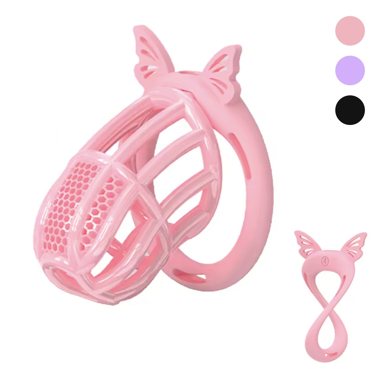 Invisible Honeycomb Chastity Cage With 4 Silicone Rings