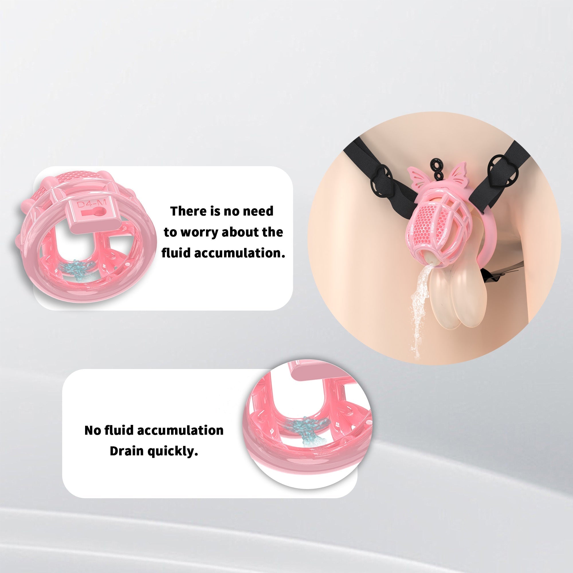 Invisible Honeycomb Chastity Cage With 4 Silicone Rings
