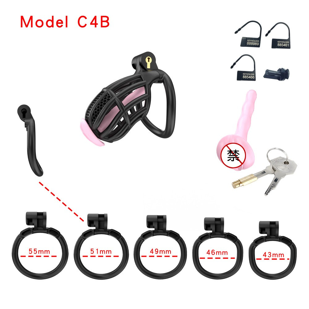 Black C4B honeycomb cage with ring set and catheter