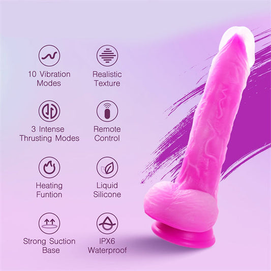 9.25 inch Thrusting Rose Red Dildo Vibrator