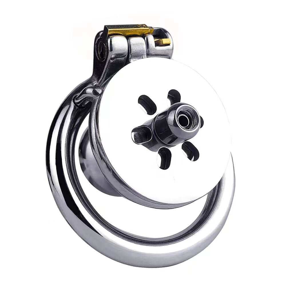 304 Stainless Steel Inverted Chastity Cage with Detachable Silicone Dildo Head