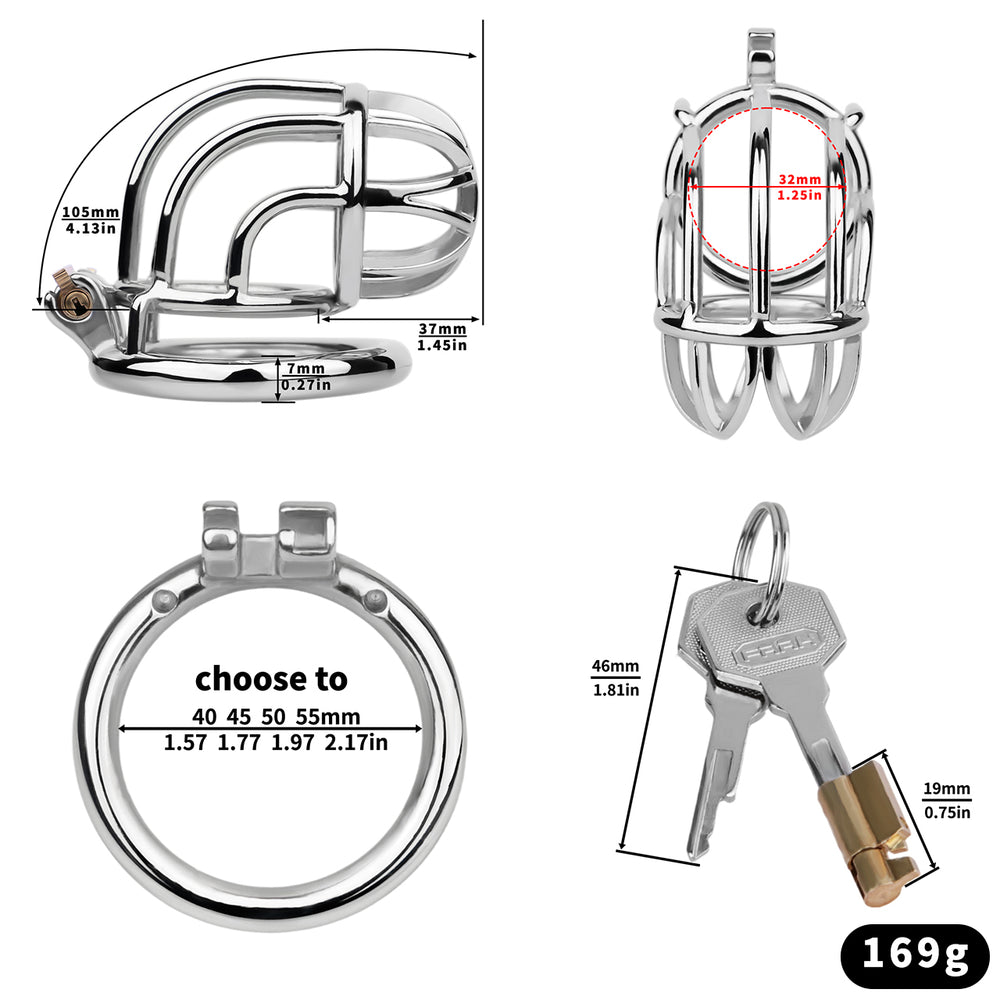 JTS S222 circular-ring cage measurement chart with 32 mm internal diameter, selectable base ring, lock and two keys
