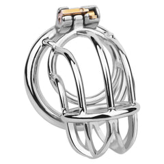 Angled side view of the JTS S222 cage with circular base ring and open-frame steel bars