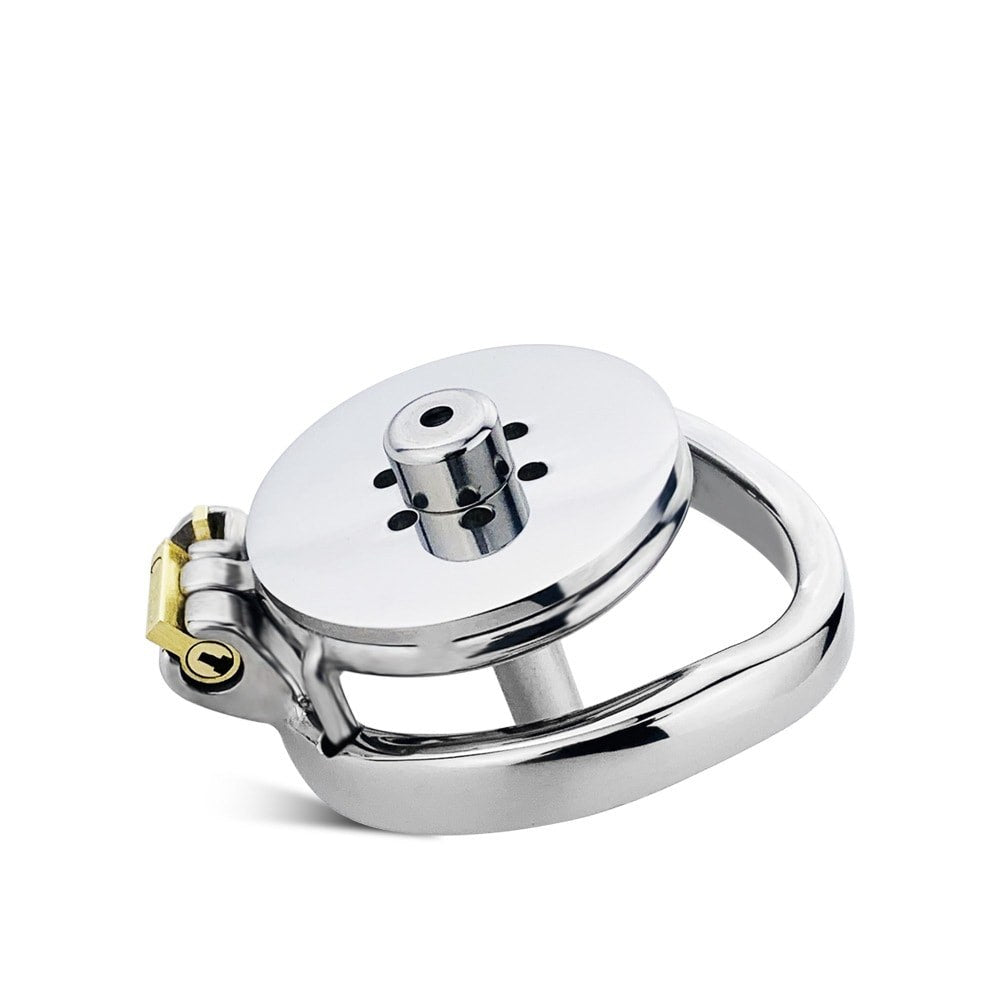 Side view of the JTS S239 curved-ring flat cage with the optional urethral sound
