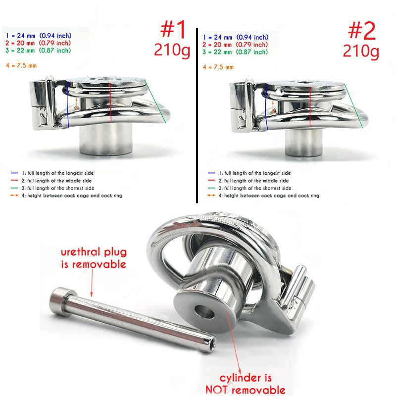 Side view of keyless inverted chastity cage LKM-074