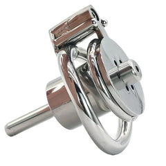 Keyless inverted urethral chastity cage LKM-074 angled view
