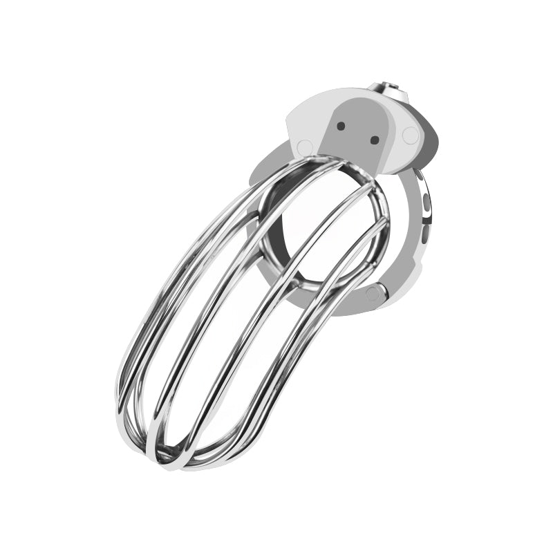 Integrated lock on large curved metal chastity cage ZC-069