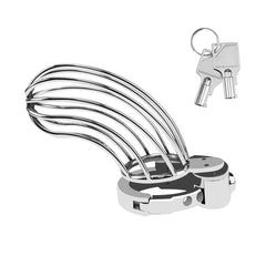 Side view of large curved metal chastity cage ZC-069