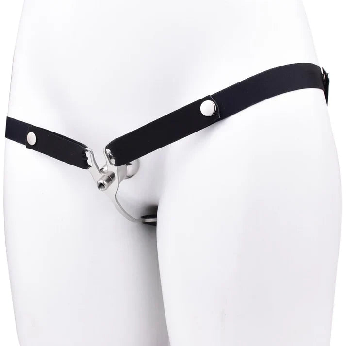 Black LK-021 belt with stainless steel module front view
