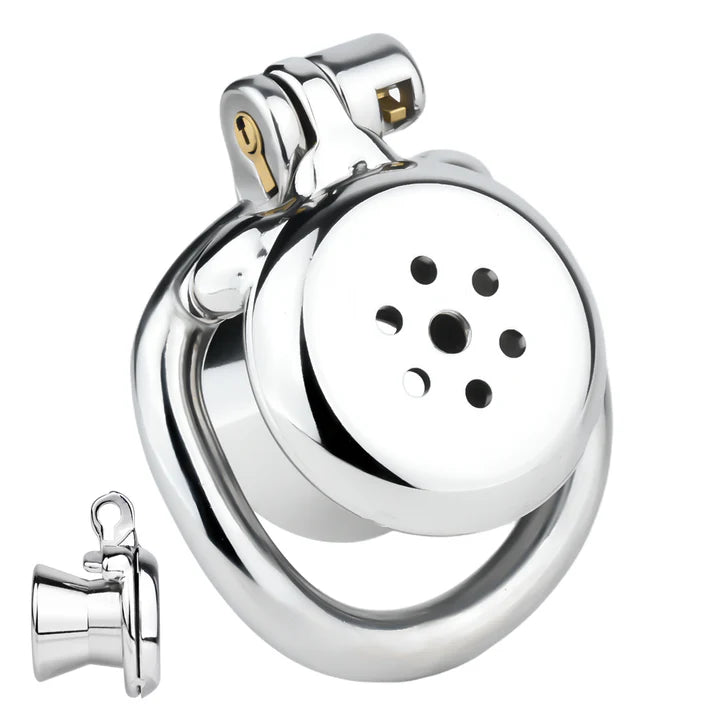 LKM-020 flat inverted stainless steel chastity cage
