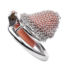 Flexible steel mesh cage with locking point and polished base ring
