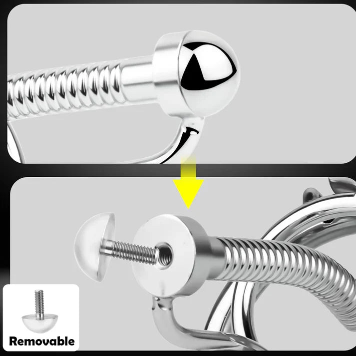Close view of removable spherical tip on threaded Rapier tube