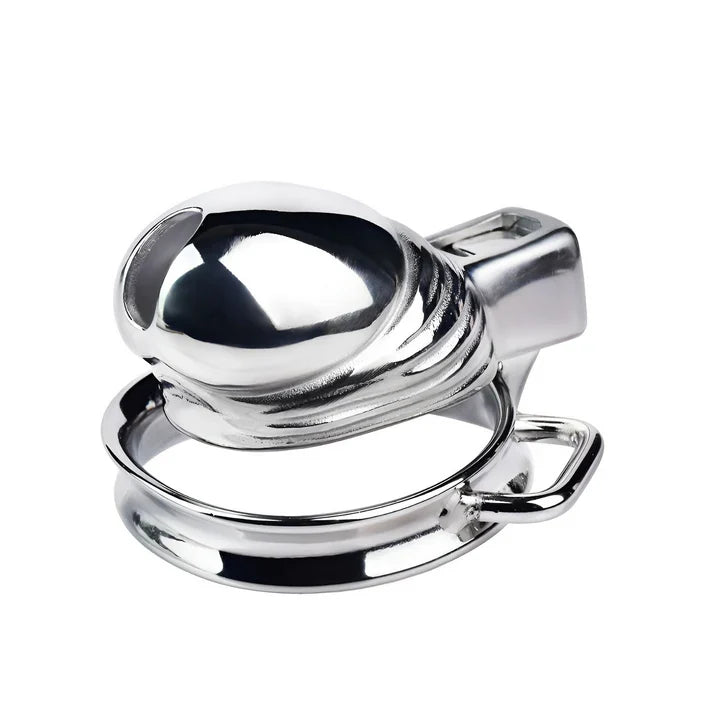 Penis-shaped stainless steel cage with round base ring