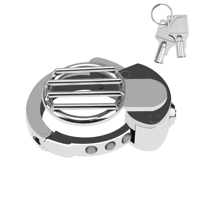 ZC-058 low-profile adjustable chastity cage with integrated flat lock and keys