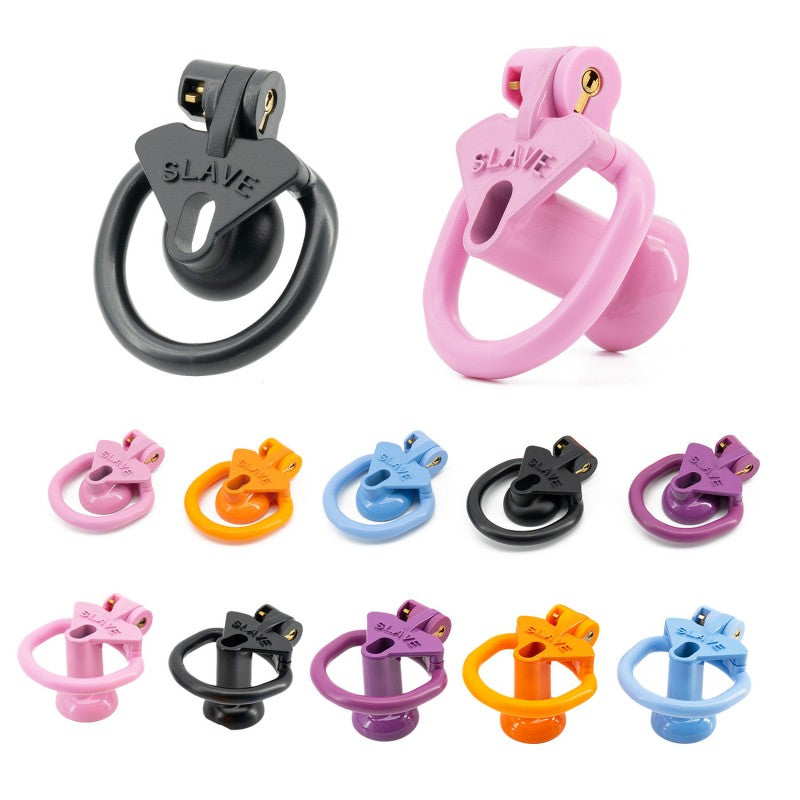Low-profile chastity cage family in several colors