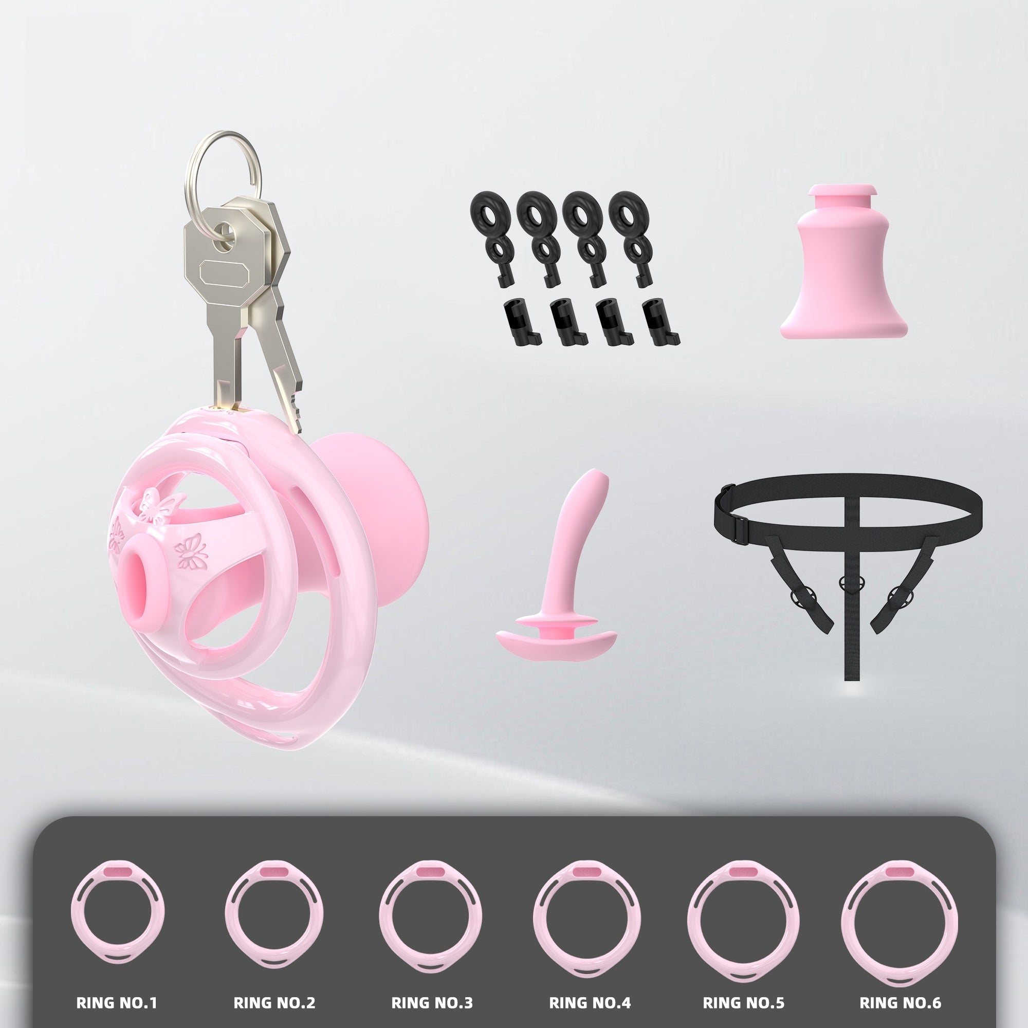 Flat ABS Chastity Cage with Inverted Plug Options