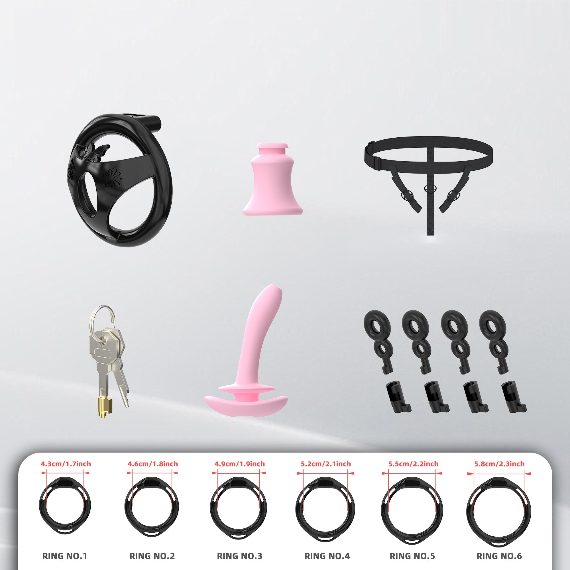 Flat ABS Chastity Cage with Inverted Plug Options